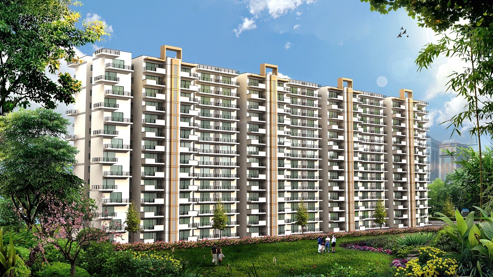 Sports Ville — landscaped garden view of the towers